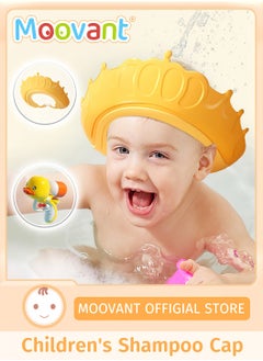 Buy Baby Shower Cap with Cute Duck Baby Bathtub Water Spray Toys Waterproof Shampoo Hat Adjustable Silicone Bath Hat Hair Washing Shield for Eye and Ear in Saudi Arabia