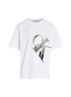 Buy Boys' Cotton Logo T-Shirt, White in Saudi Arabia