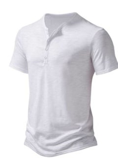 Buy Solid casual short sleeved T-shirt in Saudi Arabia