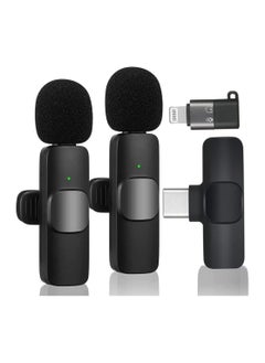 اشتري Wireless Lavalier Microphone for Type-C Phone- Plug-Play Wireless Mic with 2 Microphone for USB-C Android Phone and iPhone Video Recording- Interview- Vlog- Auto Sync and Noise Reduction- 2.4 GHZ في الامارات