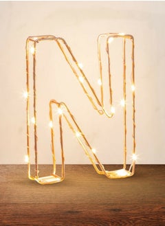 Buy Golden Letter N Glowing with LED Lights 25cm in UAE