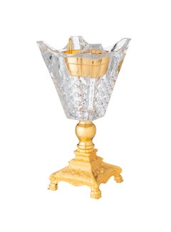 اشتري مبخرة الفخامة من الزجاج مع قاعدة معدن ذهبي في السعودية