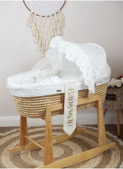 Buy Portable Baby Moses Basket Cot With Durable Rocking Stand (white) in Saudi Arabia