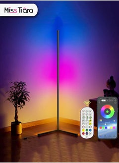 Buy Corner Floor Lamp, Smart RGB Floor Lamp, Dimmable LED Corner Lamp With Music Sync Color Changing APP Control Remote in UAE