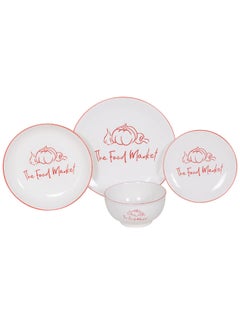 Buy 16-Piece Porcelain Dinner Set White/Red in Saudi Arabia