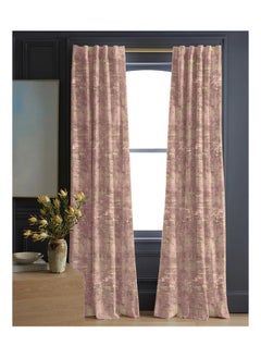 Buy Printed Curtains Semi Leather 1Piece-Light Pink-140x280 cm in Egypt