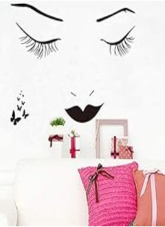 اشتري Beautiful big eyes long eyelashes beauty girl butterfly wallpaper girl room wallpaper bedroom living room wall stickers TV background wall stickers في مصر