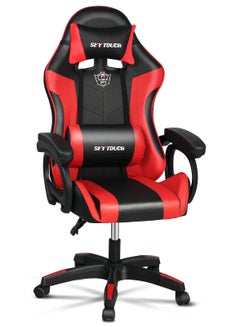 Buy Adjustable Gaming Chair, Ergonomic Design Lumbar High Back Leather with Comfortable Armrest and Headrest, Red in UAE