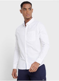 Buy Thomas Scott Men White Slim Fit Cotton Casual Sustainable Shirt in UAE