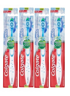 Buy Colgate Max White Medium multicolored Toothbrush pack of 4 in UAE