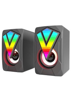 اشتري RGB PC Speakers, Desktop Speaker for Game Monitor - Wired USB Speaker for Notebook Computer Music and Desk USB Port Sound System, 3.5 mm Audio Connection, Sound System with Clear Sound for Computer في الامارات