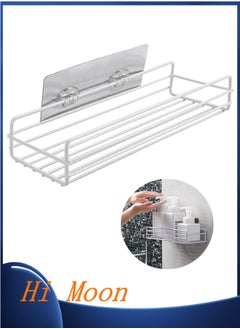 اشتري Bathroom Kitchen Organizer Bath Shelf Metal Adhesive Wall Mount Storage Rack，White في الامارات