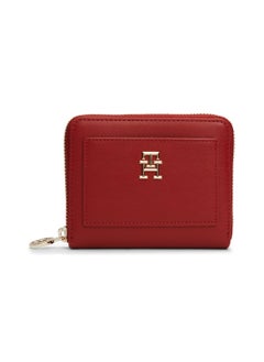 Buy Women's Th Monogram Medium Zip-Around Wallet - Faux Leather, Red in UAE