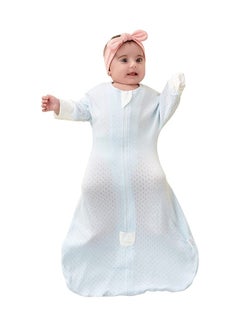 Buy SYOSI Baby Cotton Sleeping Bag, Half-Long Sleeve Mesh Sleep Sack, Wearable Blanket with Hollowed Breathable Dots for Newborn, Light Blue in UAE