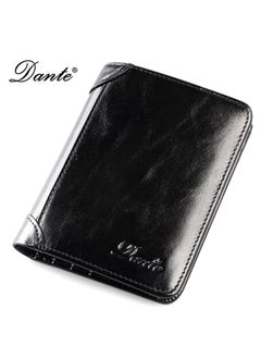 Buy Genuine Leather Anti Theft Brush Men's Retro Wallet Black in Saudi Arabia