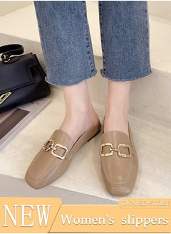 اشتري Women's Flat Mules Closed Toe Sandals Fashion Flats Square Toe Slip Comfortable Women Slippers Backless Slip On Loafer Shoes for Indoor & Outdoor في السعودية