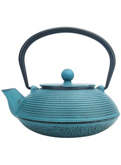 Buy Durable Coated with Enamel Interior Cast Iron Tea Kettle With Lid And Loose Leaf Tea Infuser (Blue) 0.6 Liter in UAE