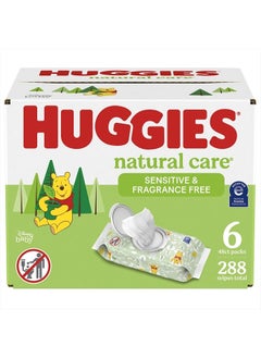 اشتري Huggies Natural Care Sensitive Baby Wipes, Unscented, Hypoallergenic, 6 Flip-Top Packs (288 Wipes Total) في الامارات