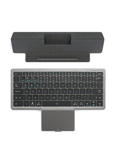 Buy Full Size Wireless Bluetooth Keyboard with Hidden Touchpad , (Sync Up to 3 Devices) Portable Connection PU Tablet Stand for Windows iOS Android Mac, Black in UAE