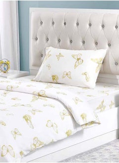 Buy Butterfly Duvet Cover and Pillowcase Set, Yellow & White - 135x200 cm in UAE