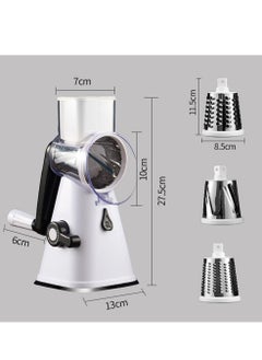 Buy Vegetable Fruit Cutter Vegetable Slicer Multi-Function Rotary Round Drum Cheese Grater with 3 Stainless Steel Rotary Blades for Grinding  Cutting Silk Slicing(White) in UAE