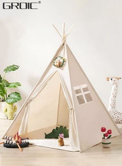 Buy Teepee Play Tent for Kids, Foldable Girls Playhouse Toy Tent, Canvas Toddler Tent, Gift for Baby Toddler Kids to Play Game Indoor and Outdoor in Saudi Arabia