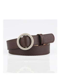 Buy Round Buckle Non-hole Simple Student Jeans Belt 105cm Brown in UAE