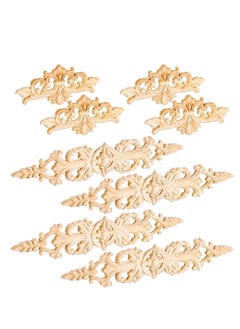 Buy 8 Pcs Wood Appliques, Carved Wood Appliques Onlays Long Decorative Trim Wooden Decal Corner Frame Wood Appliques for Furniture Cabinet Bed Wall in Saudi Arabia