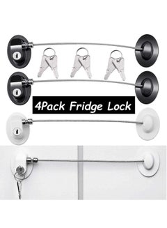 اشتري 4 Pack Refrigerator Locks with 8 Keys,Child Safety Fridge Lock,Refrigerator Lock Combination,Mini Fridge Lock, File Drawer Lock, Toilet Seat Lock with Strong Adhesive في الامارات