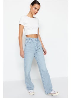 اشتري Blue High Waist Straight Jeans TWOSS22JE0242 في مصر