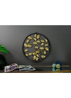 اشتري Round Framed Leaves Wall Plaque D44Cm Gold/Black في الامارات