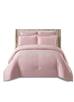 Buy 4-Piece Twin Ultrasonic Patch Comforter Set Microfiber Cavern Pink 170x230cm in Saudi Arabia