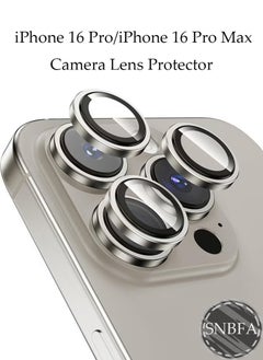 Buy Camera Lens Protector for iPhone 16 Pro and iPhone 16 Pro Max , 9H Tempered Glass Metal Individual Ring Cover, HD Clear, 3-PCS Natural Titanium in Saudi Arabia