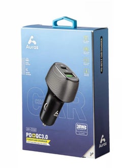 Buy 38W USB and PD Fast Car Charger Black in Saudi Arabia