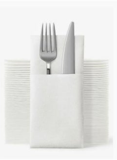 اشتري Disposable Cloth Like Napkins, Built-in Flatware Pocket, Wedding Party Linen Feel White Napkin, Prefolded for Silverware,50 Count في السعودية