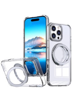 Buy iPhone 16 Pro Max Case,360° Rotatable & Invisible Magnetic Ring Stand Compatible , Anti Fingerprint Protective Cover Translucent Back (Clear) in Saudi Arabia