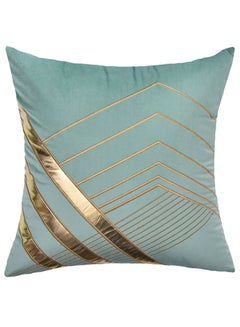 Buy Decorative Embroidered Cushion Cover blue/gold 45x45Cm (Without Filler) in Saudi Arabia