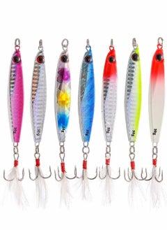 اشتري 7 Pcs Fishing Lures Hard Metal Sea Spinners, Lures, Sinking Lure for Wobbler Pike Carp Trout Perch Squid Catfish Baits (30g*7pcs) في الامارات