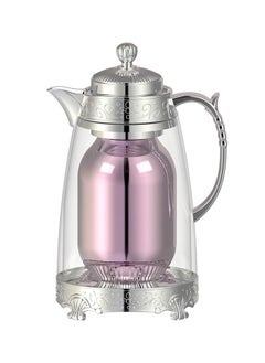 Buy Glass Tea & Coffee Flask 1 Liter Clear/Silver in Saudi Arabia