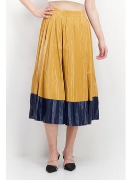 اشتري Women Solid Midi Skirt, Brown/Navy Blue في الامارات