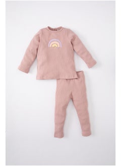 Buy Babygirl Regular Fit Bike Neck Long Sleeve Knitted Pyjamas - 2 Pieces in Egypt