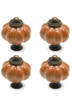 Buy Vintage Ceramic Cabinet Knobs, Rust Orange Pumpkin Knobs 4 PCS, Dresser Knobs Drawer Knobs Door Knobs Drawer Pulls Dresser Handles with Mounting Screws in UAE