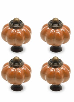 اشتري Vintage Ceramic Cabinet Knobs, Rust Orange Pumpkin Knobs 4 PCS, Dresser Knobs Drawer Knobs Door Knobs Drawer Pulls Dresser Handles with Mounting Screws في الامارات