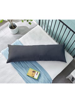 اشتري Krude Long Body Pillow 1pc, Fabric: 100% Polyester 85 GSM Microfiber 1 cm Stripe Super Soft, Filling: 1300 gm Hollow Fiber Comfort, Breathable & Ultra Soft , Size: 45 x 120 cm, Color: Dark Grey في الامارات