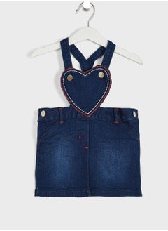 Buy Nauti Nati Blue Denim Dungaree With Heart Front Panel in UAE