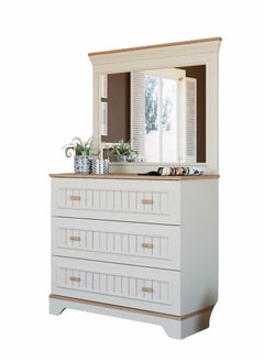 Buy Tiffany Youth Dresser - Elegant Design in Cream with Wooden Legs in Saudi Arabia