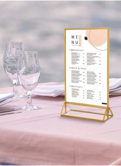 اشتري Clear Acrylic Frames Display Holder with Gold Borders and Vertical Stand,Double Sided Table Menu Holders Picture Frames for Wedding Table Numbers, Restaurant Signs,Photos Display-5x7 Inches,6Pack في الامارات