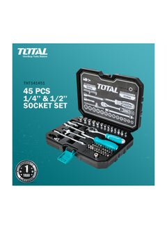 Buy TOTAL Comprehensive 1/4-Inch Socket Set 45-Piece Toolkit for Versatile Applications -THT141451 in Saudi Arabia