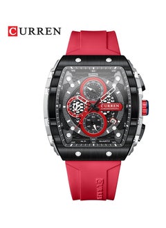 Buy Men's Chronograph Silicone Strap Watch-8442-47mm-Red in Saudi Arabia