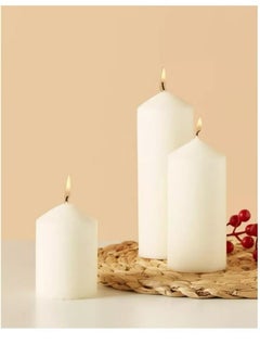 Buy Set of 3 Unscented Pillar Candles in Saudi Arabia